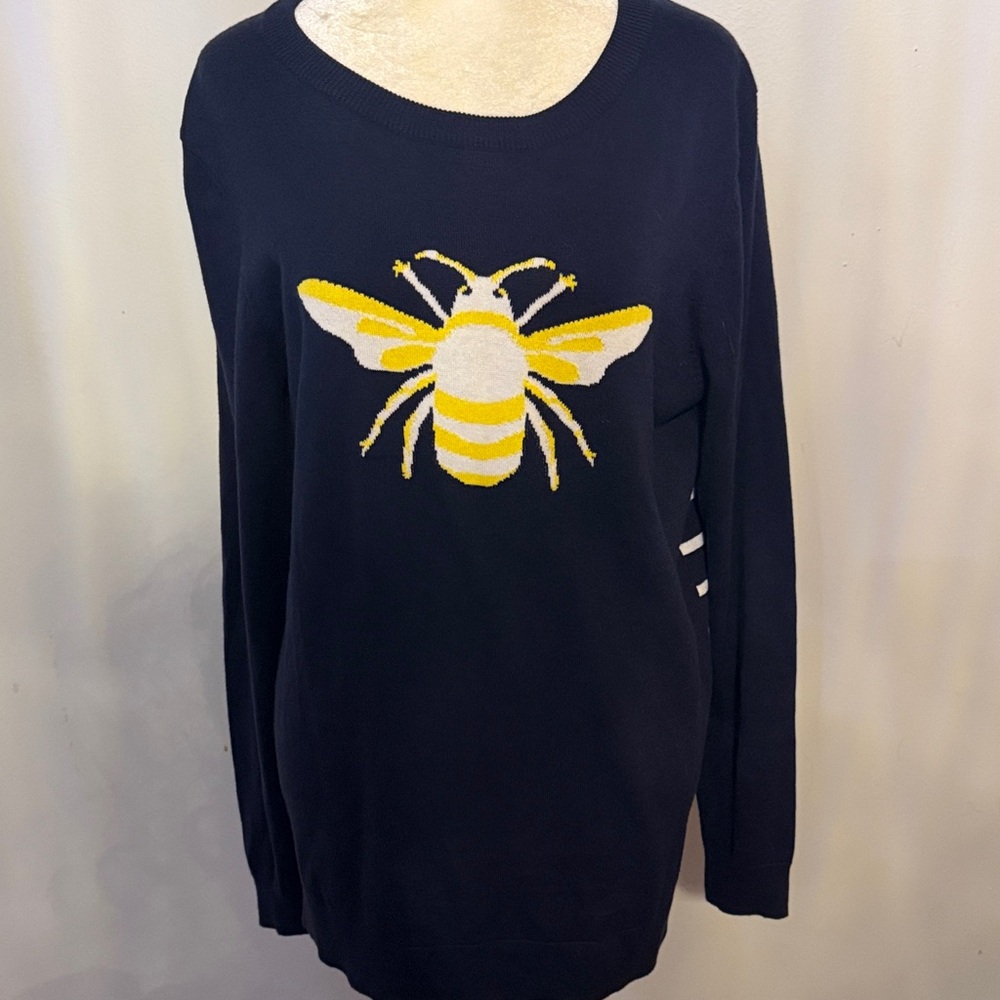 Crown & Ivy Navy Sweatshirt with Yellow Bee Design